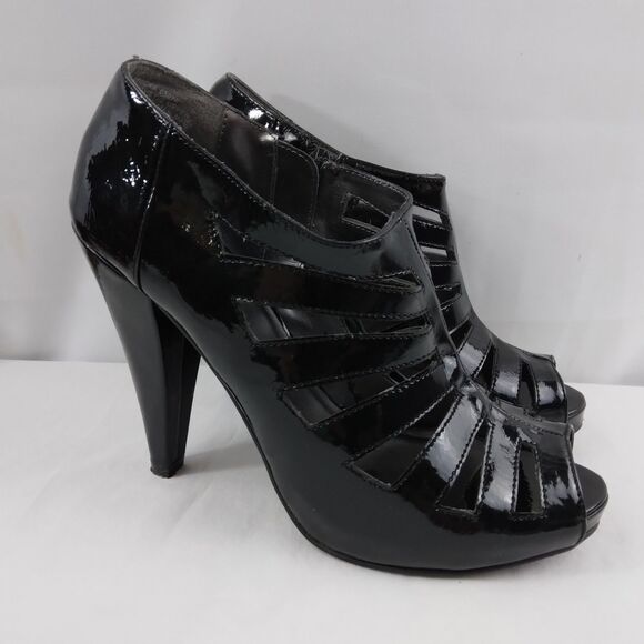 Maurice's Black Patent High-Heeled Open Toe Elegant Women's Size 9 - Picture 1 of 14